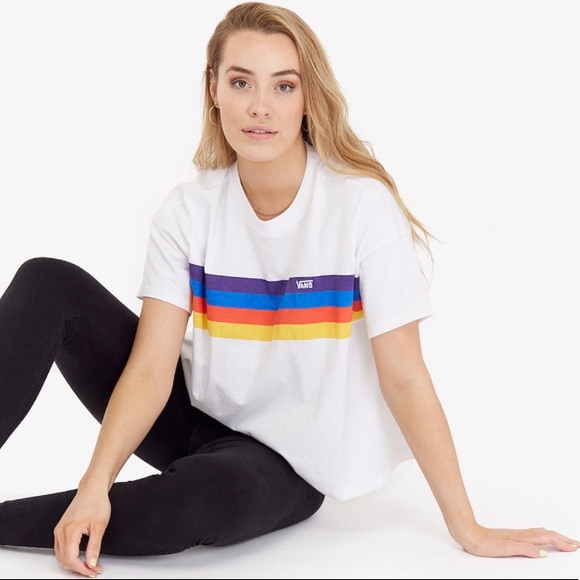 Vans Tops - Vans Rainbow Stripe Boyfriend T-Shirt Rainee Top